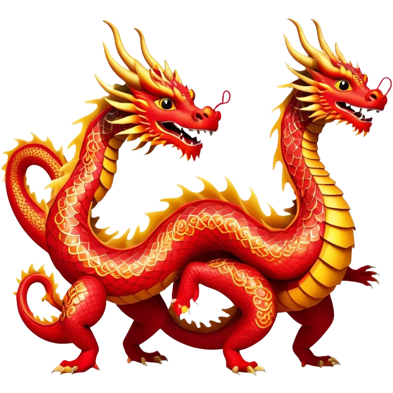 Cinematic Realistic scene of two performers guiding an elaborately designed dragon costume during a Dragon Dance, with vivid traditional patterns and dynamic motion, set under festive, red-tinged lighting emoji