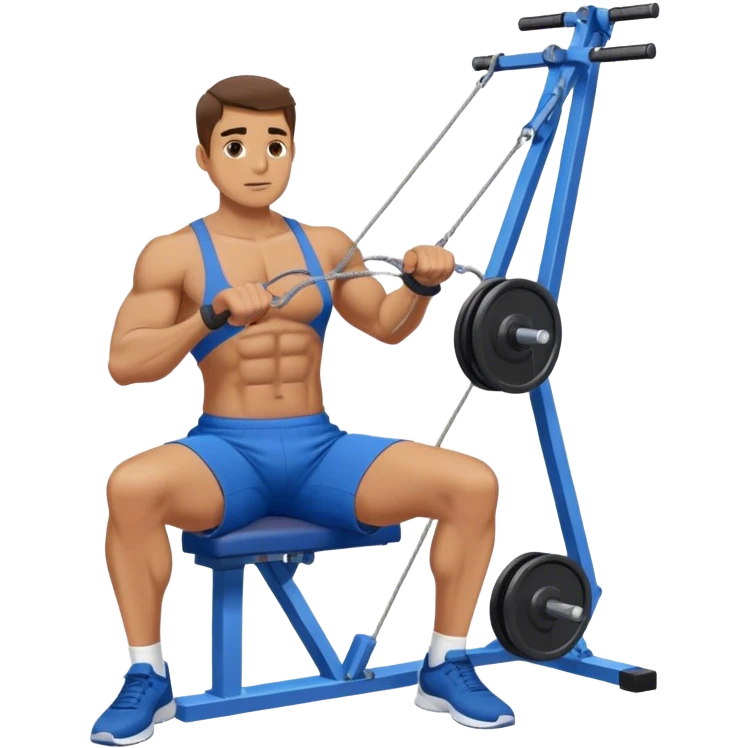man with blue shorts doing seated cable-rows machine exercise emoji