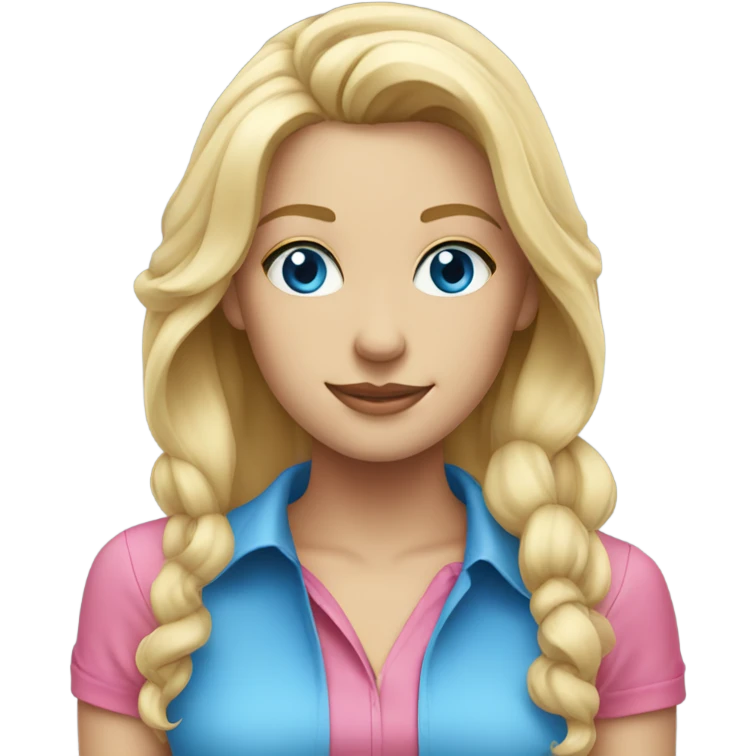 Pretty blonde with blue eyes white women with pink shirt emoji