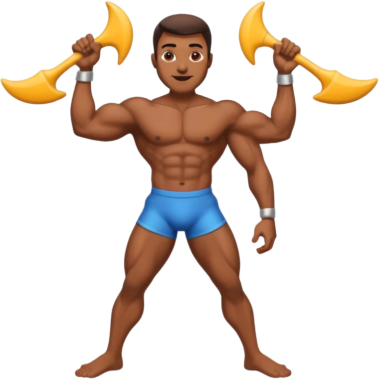 Brown skin man with boomerang like legs emoji