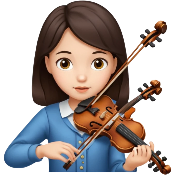 child girl baby face dark brown hair playing violin  emoji