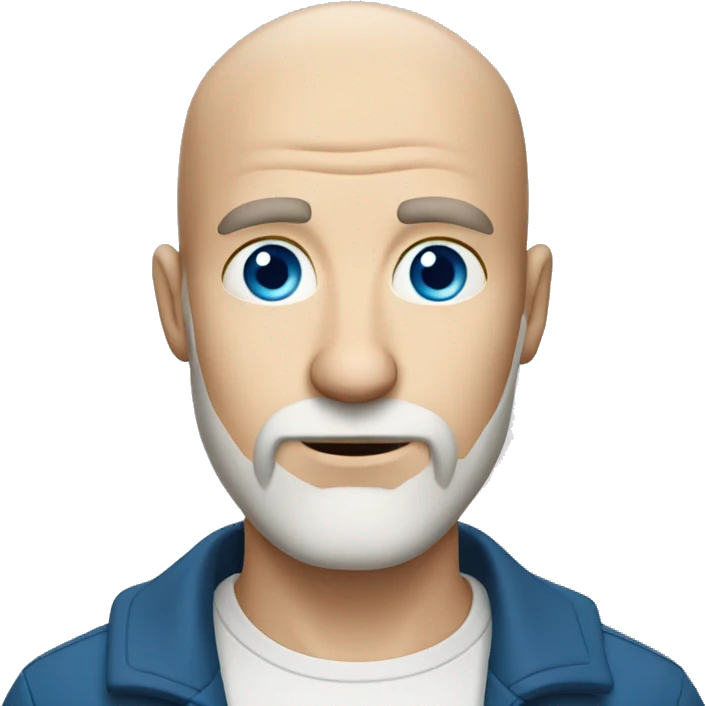Curious bald white man with blue eyes and short brown beard emoji