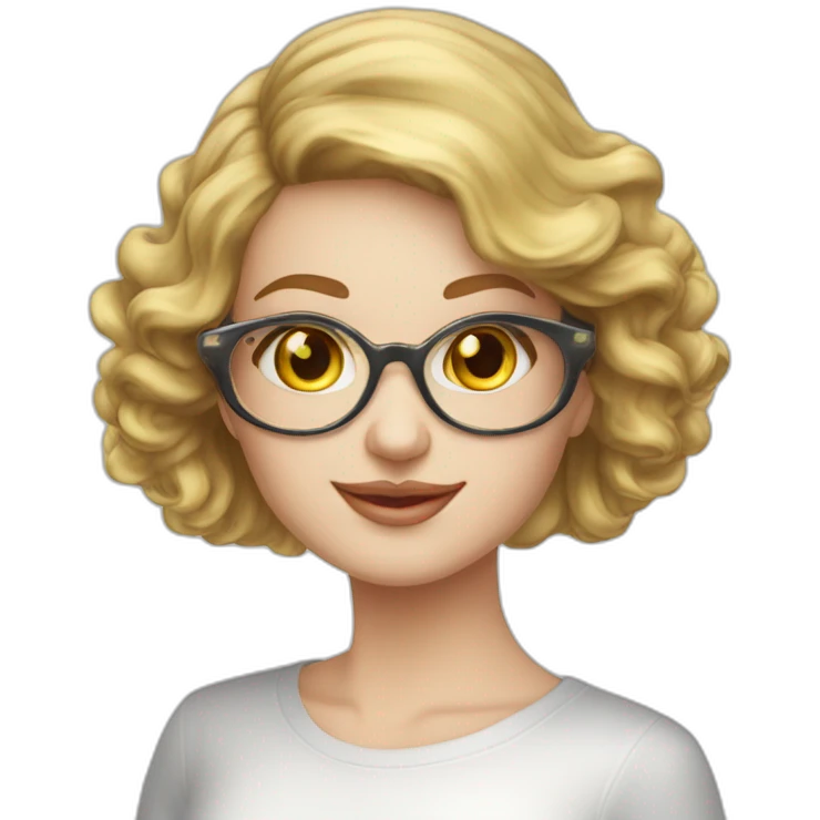 Femme vielle cheveux blanc lisse long lunette emoji