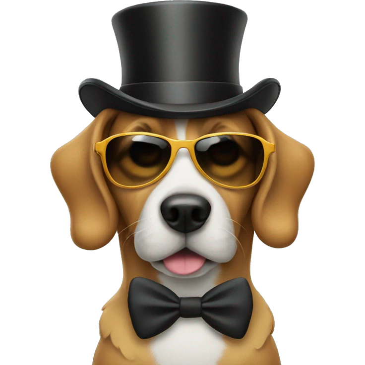 Dog with sunglasses and top hat emoji