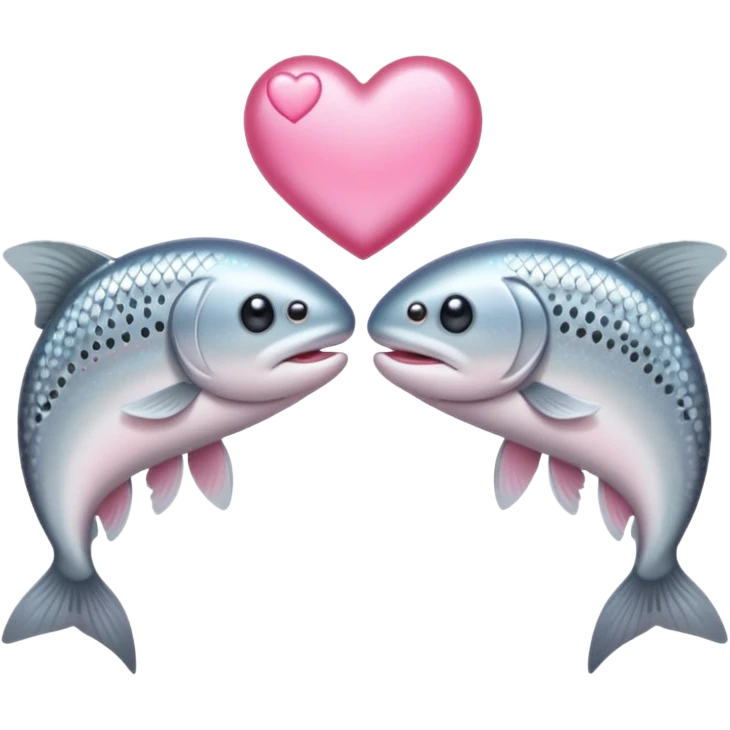 two trouts with a heart between them emoji