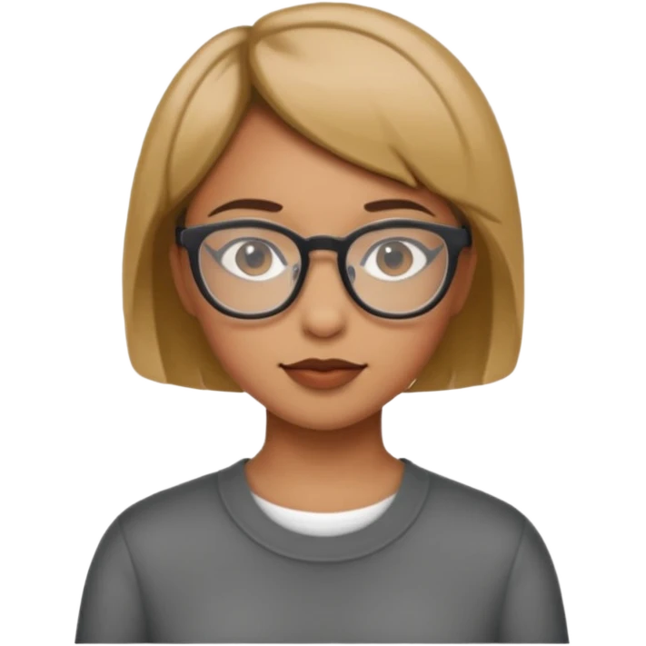 Medium girl short hair glasses emoji