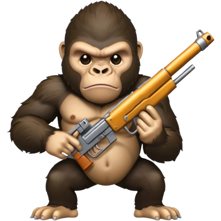 A mean gorilla holding a big gun emoji