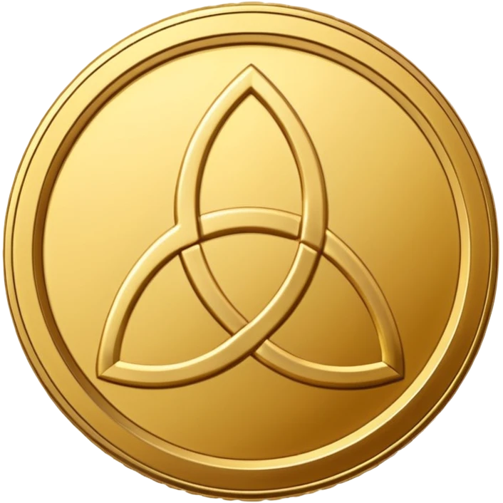 Gold coin with a triquetra on it emoji