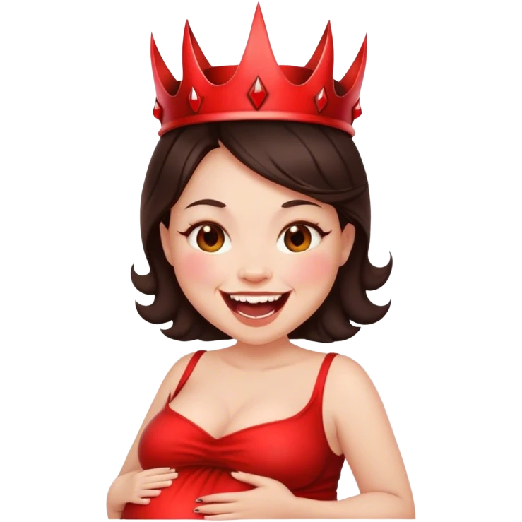 Pregnant brunette laughing with devil crown  emoji