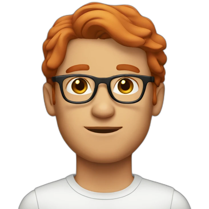 Red haired man with glasses and no beard emoji