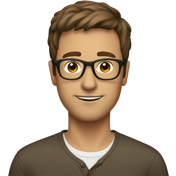 Man with short brown hair and brown glasses  emoji