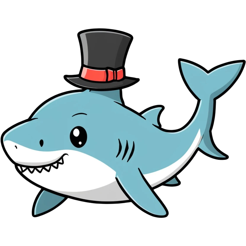 Shark with a top hat emoji