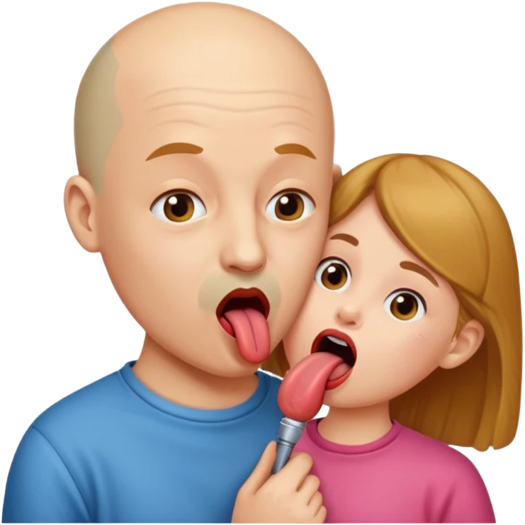 Bald man licking tounge od young girl  emoji