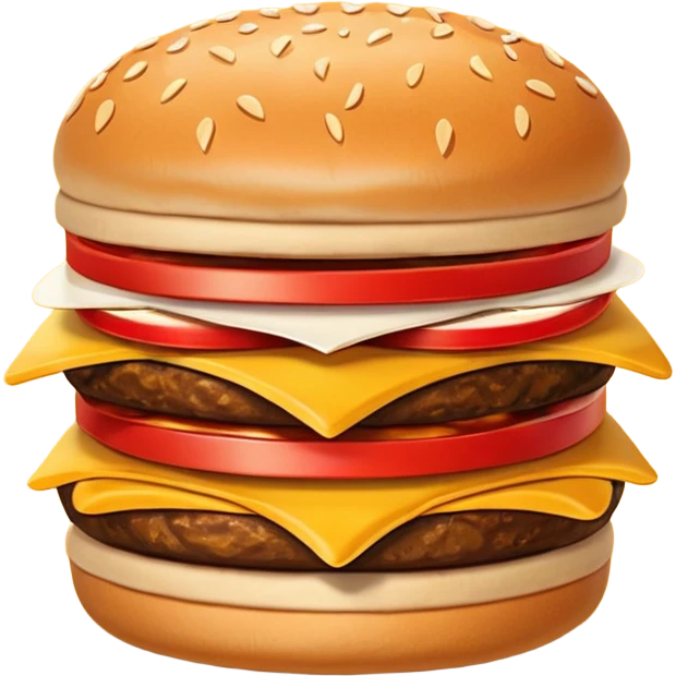 A clean and simple icon of fast food in emoji-style illustration. A burger with fries, nuggets and shawarma, bright and bold colors, simple shapes, flat design, high contrast, inviting and appetizing. emoji