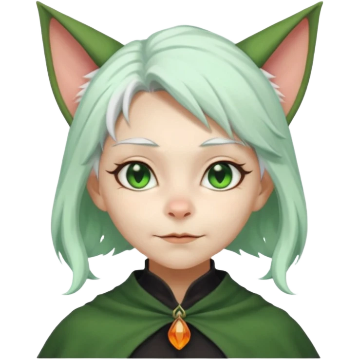 Goblin girl witch white hair, and cats ears 
 emoji