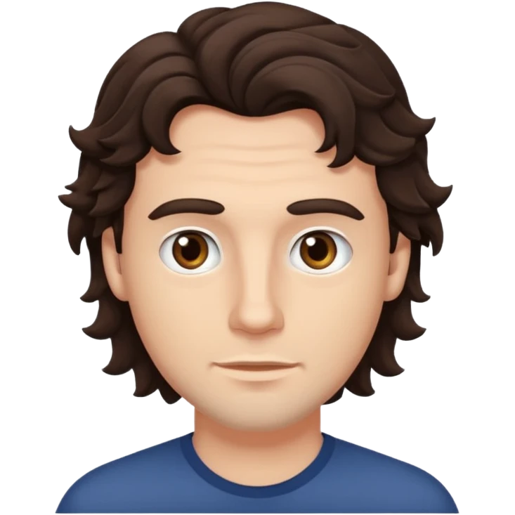 White guy, no beard, dark brown wavy hair and eyes emoji