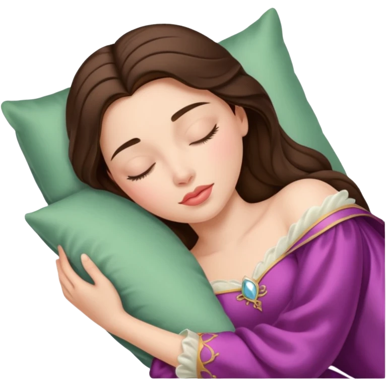 sleeping beauty brunette white girl with a silk pillow emoji