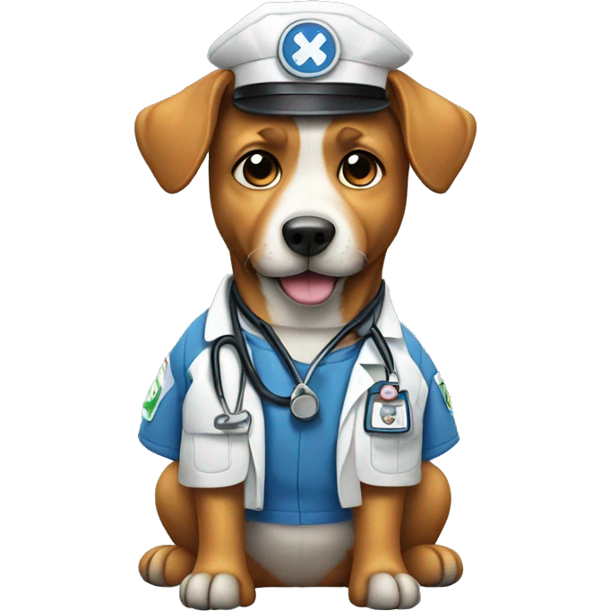 Dog dressed as an EMT emoji