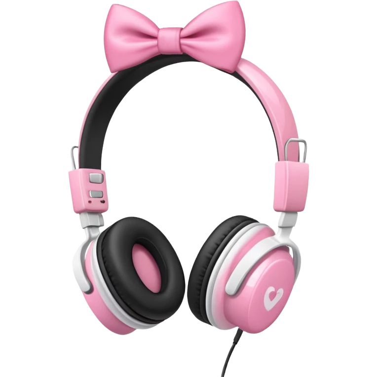White headphones with pink bow emoji
