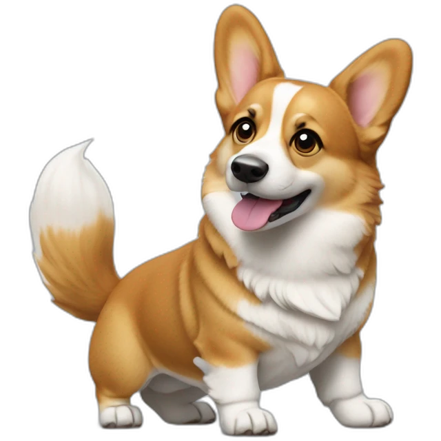 Corgi stands on his hind legs and his front legs are raised up emoji