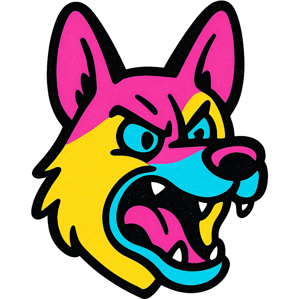 Angry German shepherd head with open mouth emoji