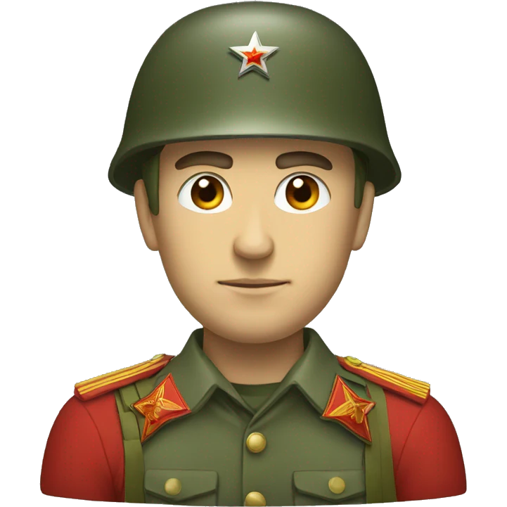 ussr soldier serious with military helmet emoji