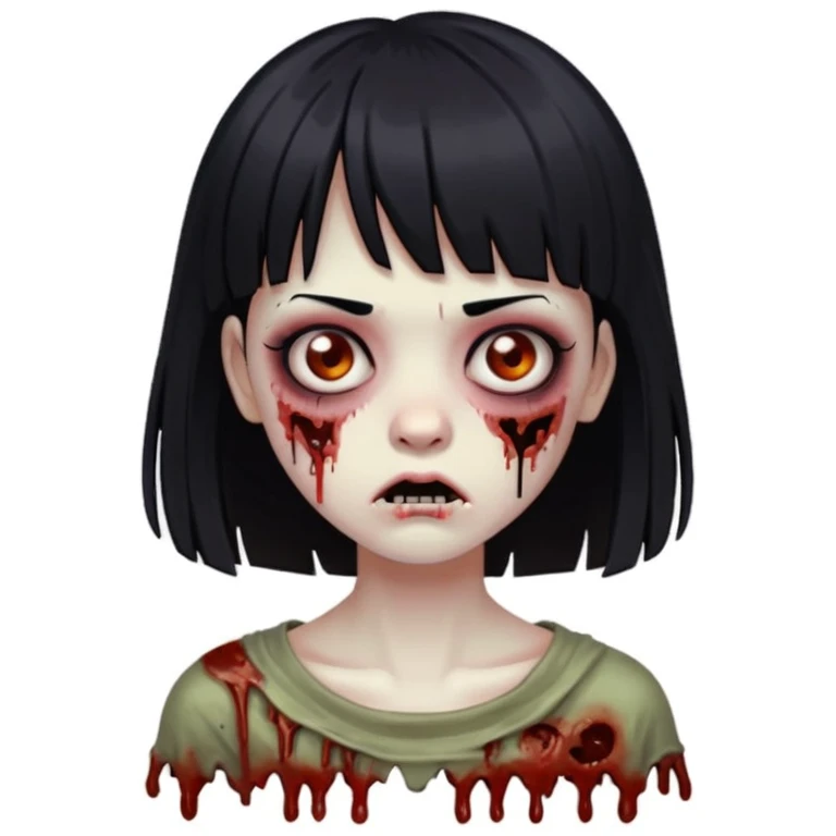 zombie girl emoji with black hair and bangs emoji