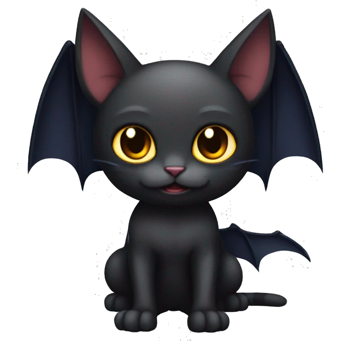 Black-Vampire-Batty-Cat-Fakémon-Cat With Bat-wings as ears  emoji