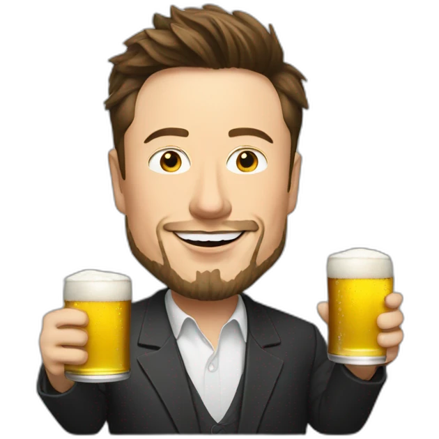 elon musk with beard holding beer emoji
