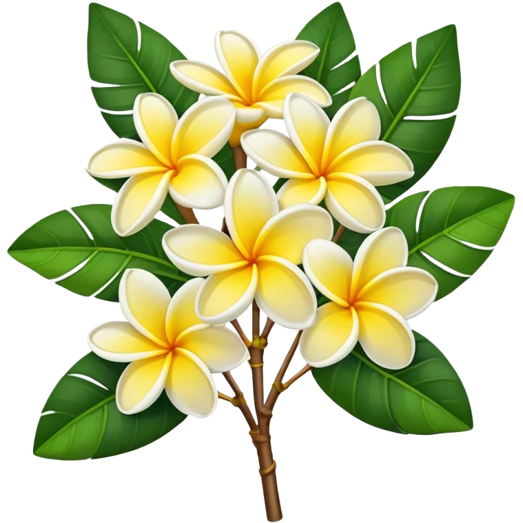 Frangipani super big bouquet, stem, leaf emoji