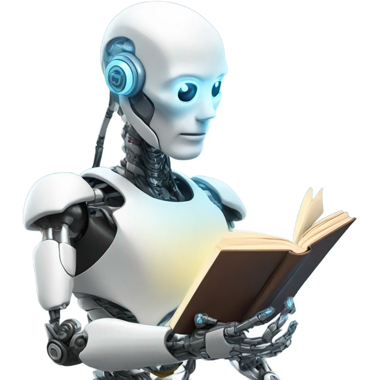 Cool cyborg reading book emoji
