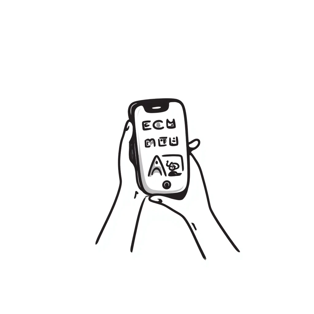 hand-drawn iPhone with apps on screen emoji