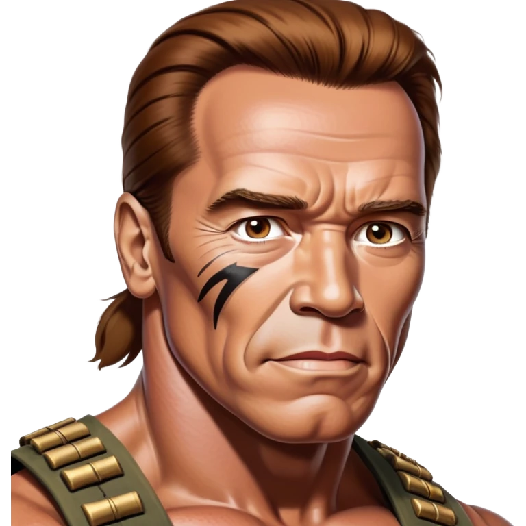 Arnold Schwarzenegger from commando poster with war makeup on emoji