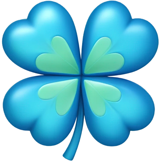 3D Four Leaf Blue Clover emoji