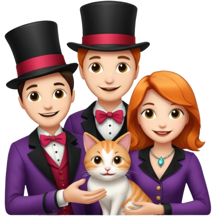 magician couple and their pet cat emoji