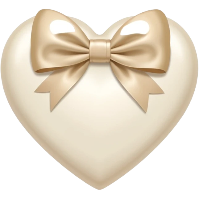white heart with beige bow emoji