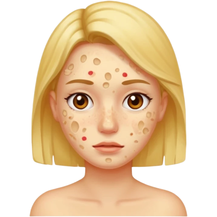 woman with acne and pimple on skin emoji