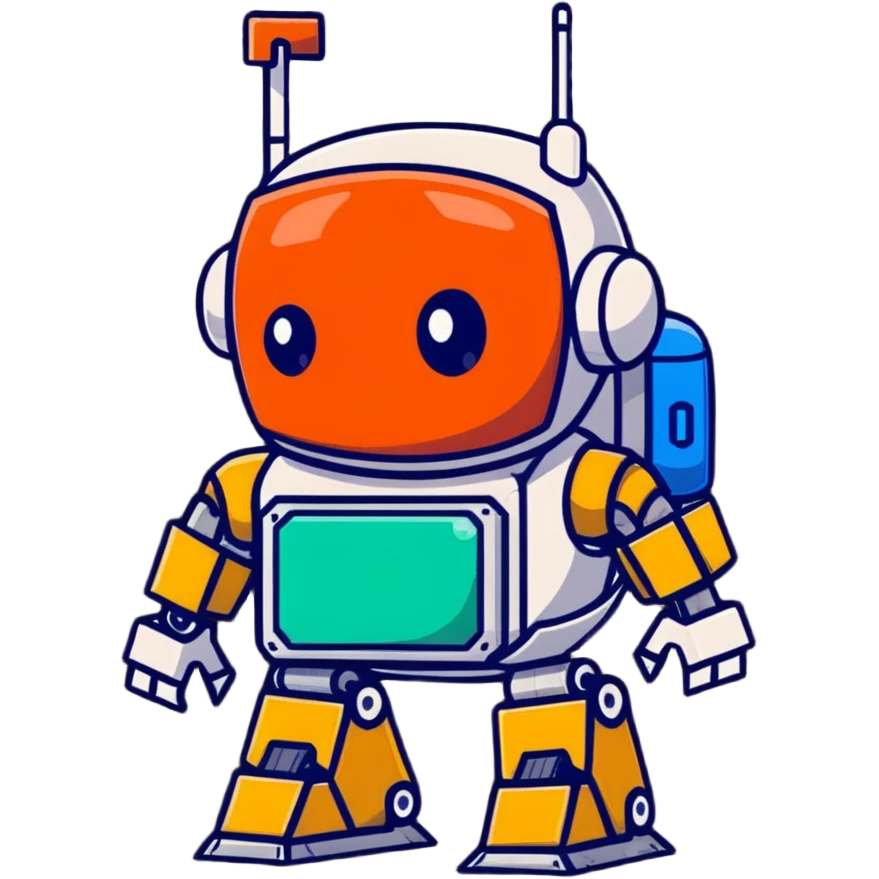 Rusted scavenger robot with patchwork body plates emoji