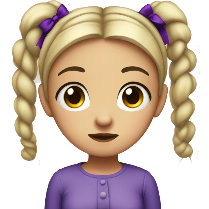 
A sad girl with pigtails and purple bows emoji