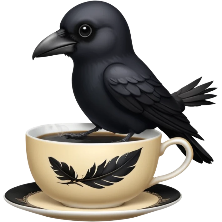 create a crow hoalding tea cup   emoji