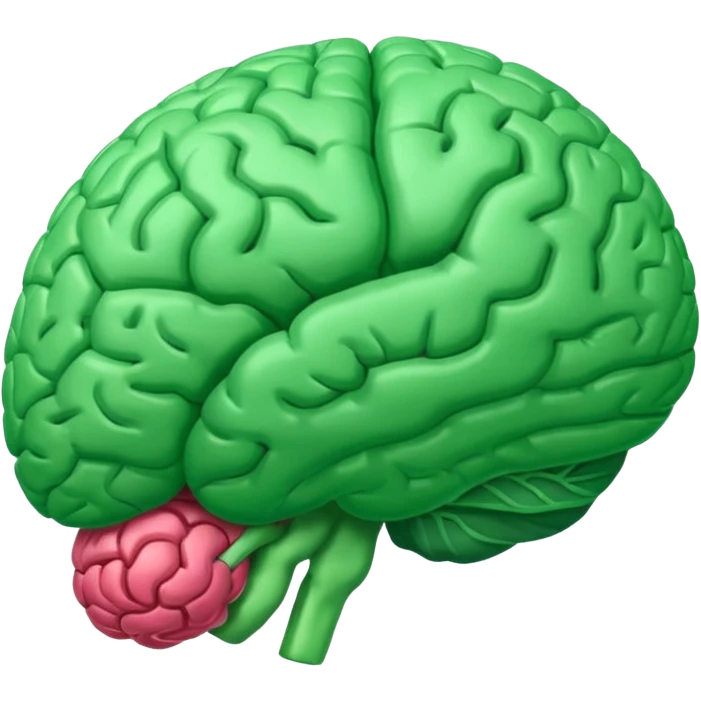 green brain with health logo plus on it emoji