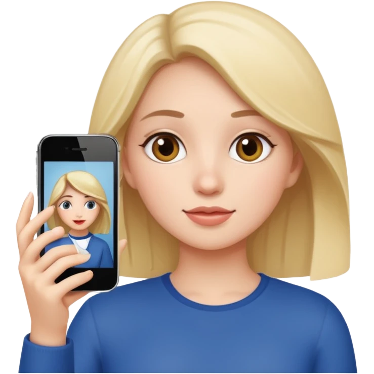 A girl with an iPhone taking a picture  emoji