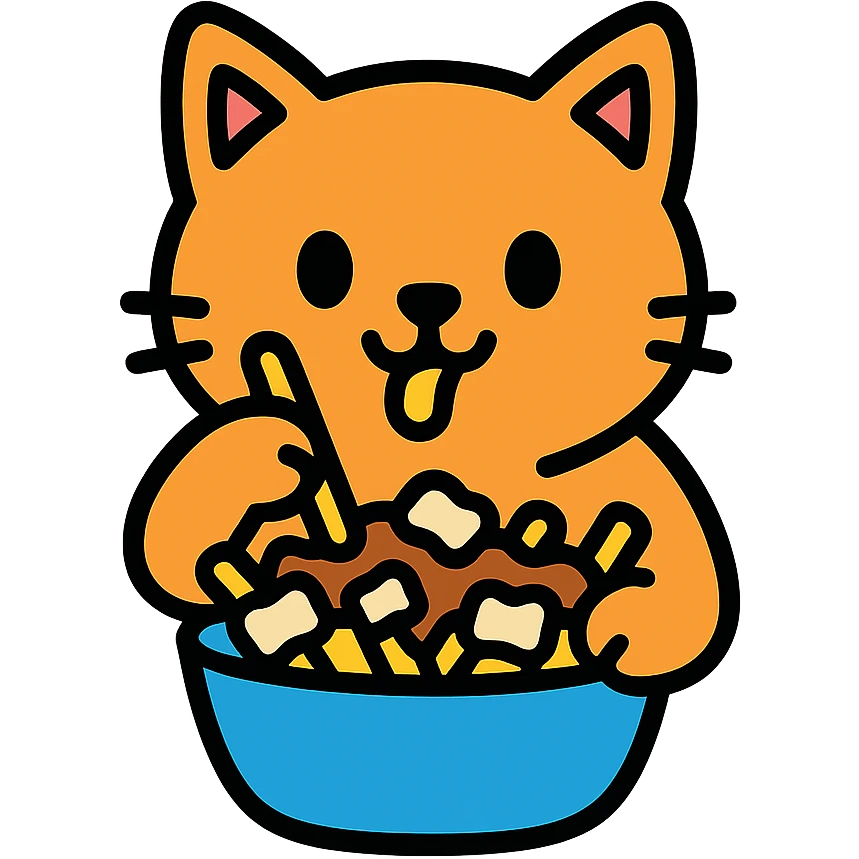cat eating poutine icon emoji