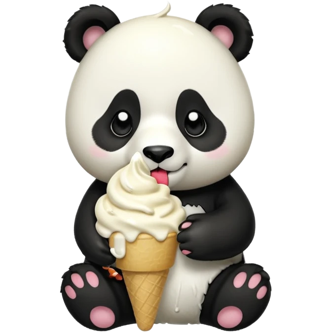 Panda eating ice cream emoji