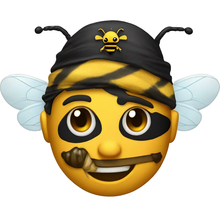 a bee stinging a pirate emoji