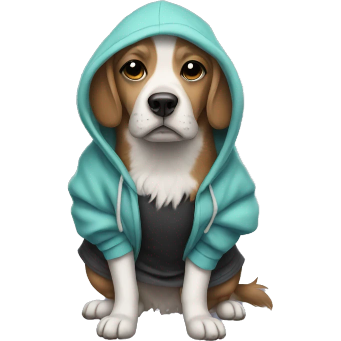 dog in a hoodie with a tutu emoji