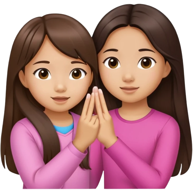 Asian girl with brunette hair pinky promise asian little sister with long hair  emoji