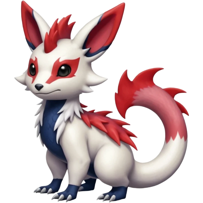 Scaly furry cute realistic painted smooth glossy Zangoose-Salandit-Minccino-Absol-fusion emoji