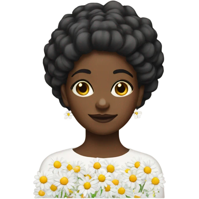 Black girl with daisies emoji