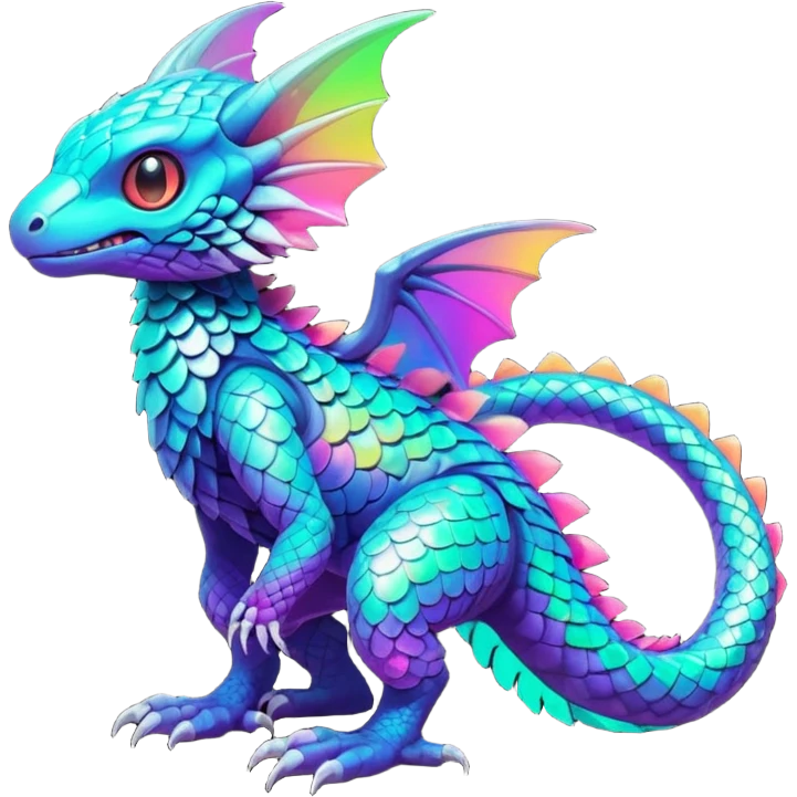 futuristic lush random-colored neon-colored Fakémon-Trico-creature (full body) emoji